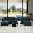 thumbnail image 3 of Black Couches for Living Room: U-Shaped 144" Extra Comfy Modular Sectional Sofa with Storage Ottoman & Cup Holders - 6 Seat Cloud Fluffy Chenille, 3 of 11