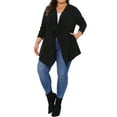 thumbnail image 2 of Agnes Orinda Women's Plus Size Sweater Open Front Irregular Hem Long Sleeve Cardigan 2X Black, 2 of 6