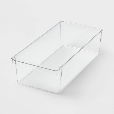 Medium Narrow Fridge and Pantry Organizer Bin - Clear PETG, Freezer-Safe, Hand Washable