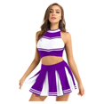 thumbnail image 2 of Riforla Women's Cheerleading Role Play Cheerleading Short Skirt Set Purple M, 2 of 3