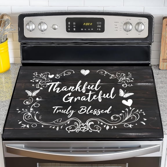 Stove Top Cover for Electric Stove,Glass Stove Top Cover, Heat Resistant Glass Cooktop Cover, Stovetop Protector, Kitchen Decor, Dish Drying Mats Cover for Ceramic Washer Top 28.5x20.5 inch