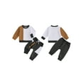 thumbnail image 2 of xiaxaixu Baby Boy 2Pcs Fall Outfits Long Sleeve Contrast Color Sweatshirt + Pants Set Spring Clothes, 2 of 9