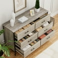 thumbnail image 2 of Slevoo 47.3" W Chest of Dressers 6 Drawers for Bedroom, Living Room, Hallway, Steel Wood Frame, Grey, 2 of 10