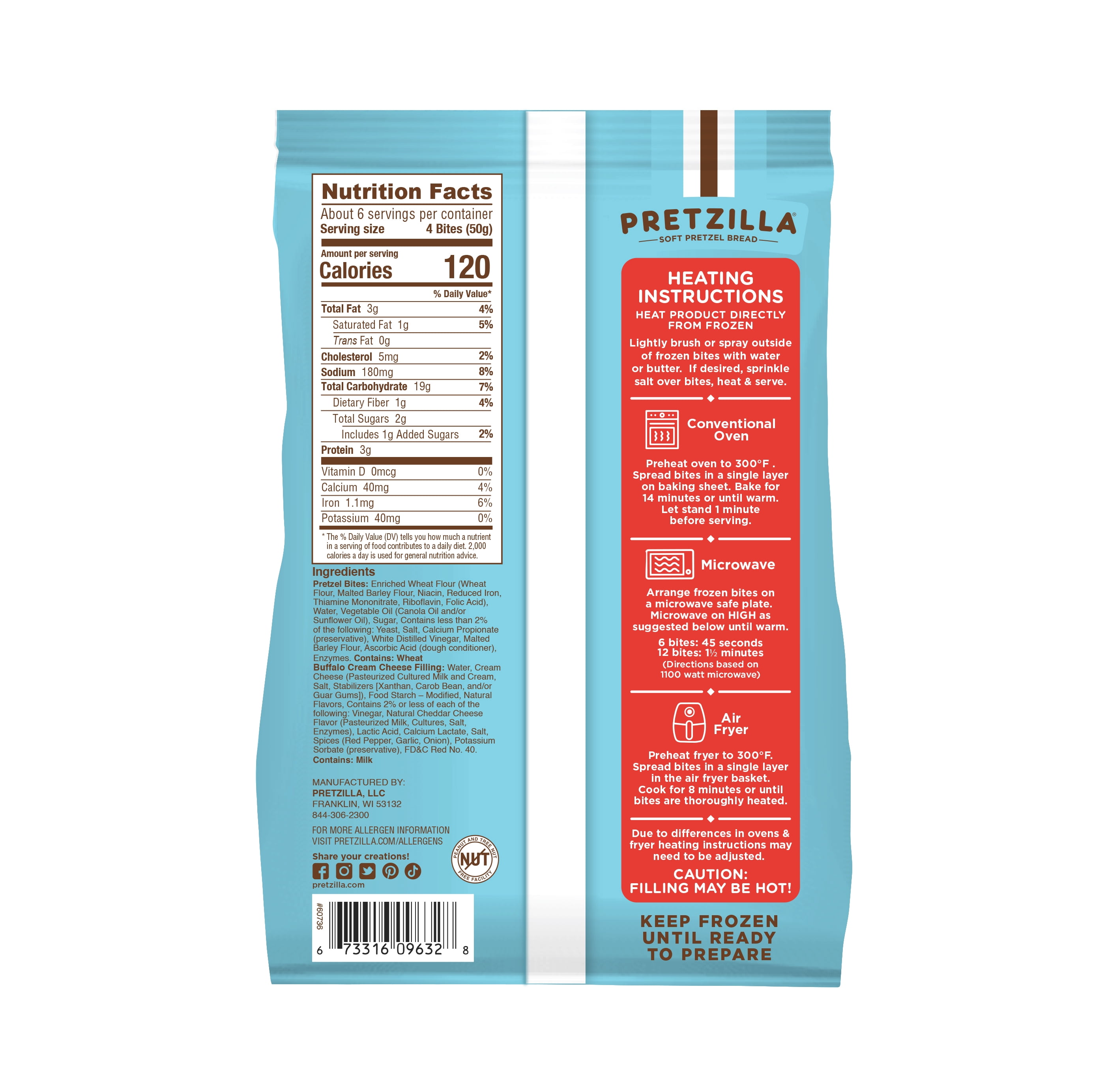 Pretzilla Soft Pretzel Stuffed Bites, Buffalo Cream Cheese, 10.1oz bag