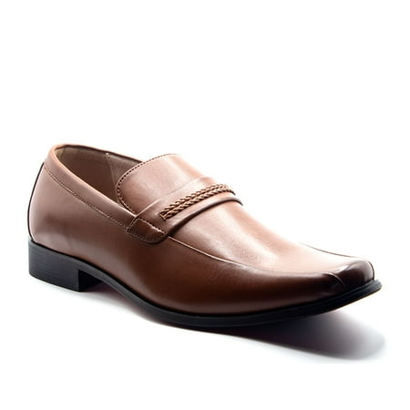 

Men s 31334 Classic Almond Toe Slip On Smooth Dress Shoes Loafers Cognac Sz 13