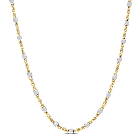 AMOUR Two-Tone White Bead Chain Necklace In Yellow Plated Sterling Silver, 24 In