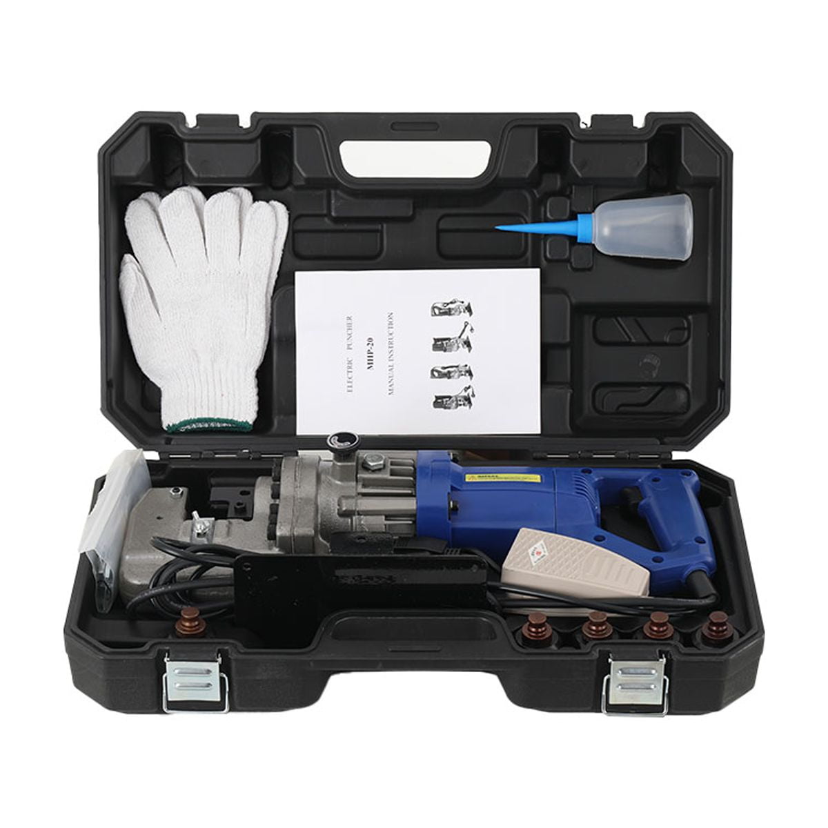 YILIKISS Hydraulic Hole Puncher Cutting Thick 1-1.4",Electric Hydraulic Hole Punching Tool w/ 5-Dies Set,Hydraulic Metal Hole Puncher w/Manual Oil Return Switch, Hydraulic Hole Punch Machine 1200W
