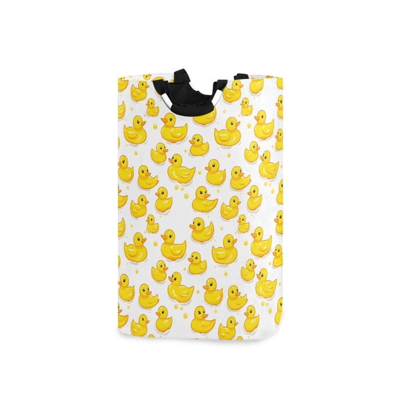 Yayeee Freestanding Laundry Hamper with Handle Collapsible Large Storage Basket for Clothes, Yellow Rubber Ducks