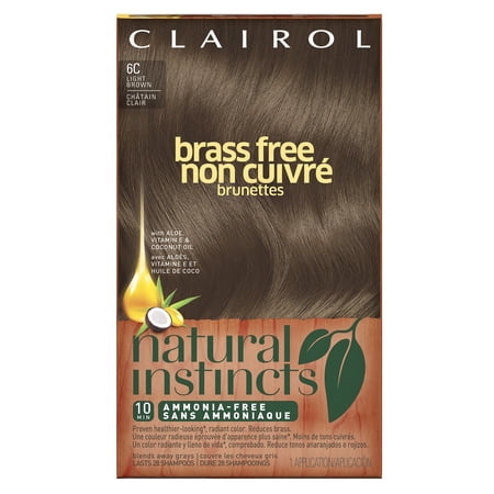 Clairol Natural Instincts Shine Ammonia Brass Free 6C Light Brown 1ct