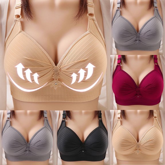 Lovzfmll Bras for Women, Wireless Everyday Push-Up Bralette Bra, Standard Straps Push-Up Pull-On Stretchable FG Cup Full Coverage Bra