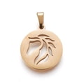 thumbnail image 1 of 304 Stainless Steel Pendants Flat Round with Horse Golden 19~20x16~17x1.5mm Hole: 5x2.5mm, 1 of 2