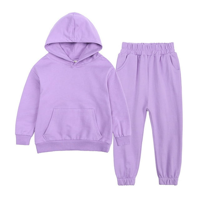 Zxxddp Outfits For Boys Two Piece Spring Winter Solid Long Sleeve Hooded Simple Style Sweatshirt Velvet Pants Set Clothes Suit