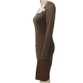 thumbnail image 7 of Lpmadey Women's Ring Detail Asymmetric Neck Bodycon Dress, Solid Long Sleeve Midi Dress for Club Party Casual Date Night, 7 of 7