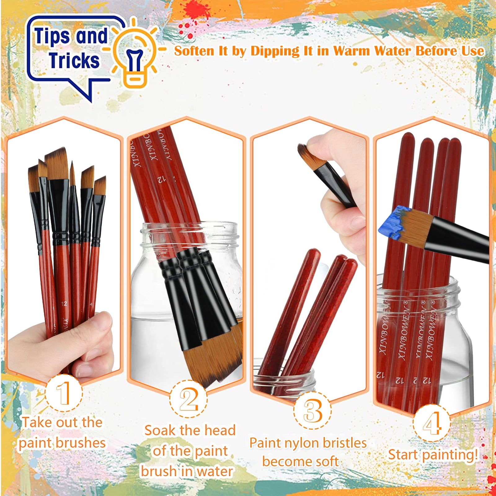Acrylic Paint Brush Set, TSV 24 Pcs Nylon Hair Brushes for All Purpose Oil  Watercolor Painting Miniature Detail Painting Artist Professional Painting  Kits, Art Paintbrushes for Kids and Artists 