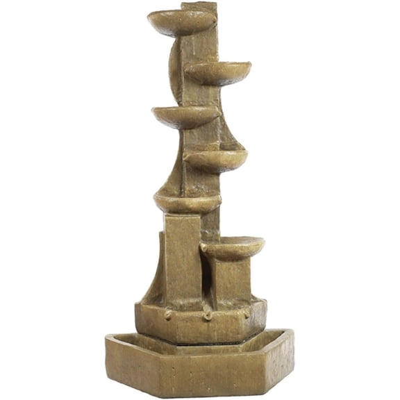 Solid Rock Stoneworks Concrete Tower Spill Fountain - 54" Tall - Aged Pine
