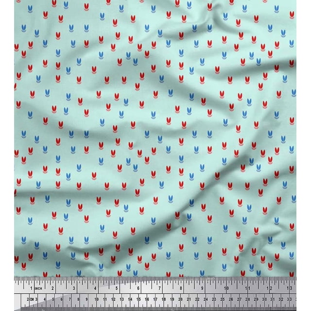 Soimoi Polyester Crepe Fabric Artistic Leaves Decor Fabric Printed Yard 42 Inch Wide