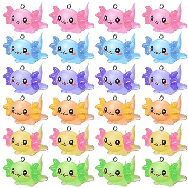 24 piezas de amuletos de animales, amuletos de resina de axolotl para hacer pequeños animales de resina, figuras de resina en miniatura, adorno de axolotl