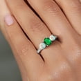thumbnail image 4 of 1.72 Cttw Green Simulated Emerald and White Simulated Opal Ring for Women | 925 Sterling Silver | Oval 7X5MM | Gemstone Birthstone | Wedding Engagement Anniversary Promise Ring | Size 6, 4 of 6