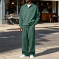 thumbnail image 2 of gibobby Mens 2 Pieces Sets Long Sleeve Casual Polo Shirt Fall Winter Loose Sweatpants Lounge Vacation Outfits Set (Green,4XL), 2 of 7