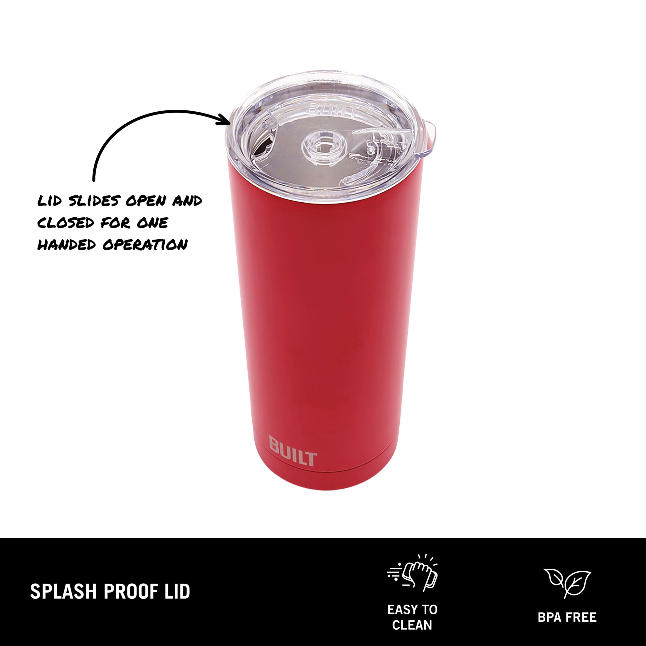 Built Double Wall Stainless Steel 20oz Tumbler Red