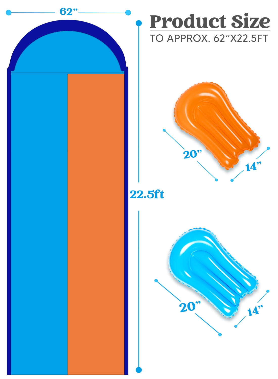 Joyfy 22.5ft Water Slides with 2 Inflatable Boards, 2 Sliding Racing Lanes and Sprinklers, Backyard Outdoor Lawn Summer Toy, Shark