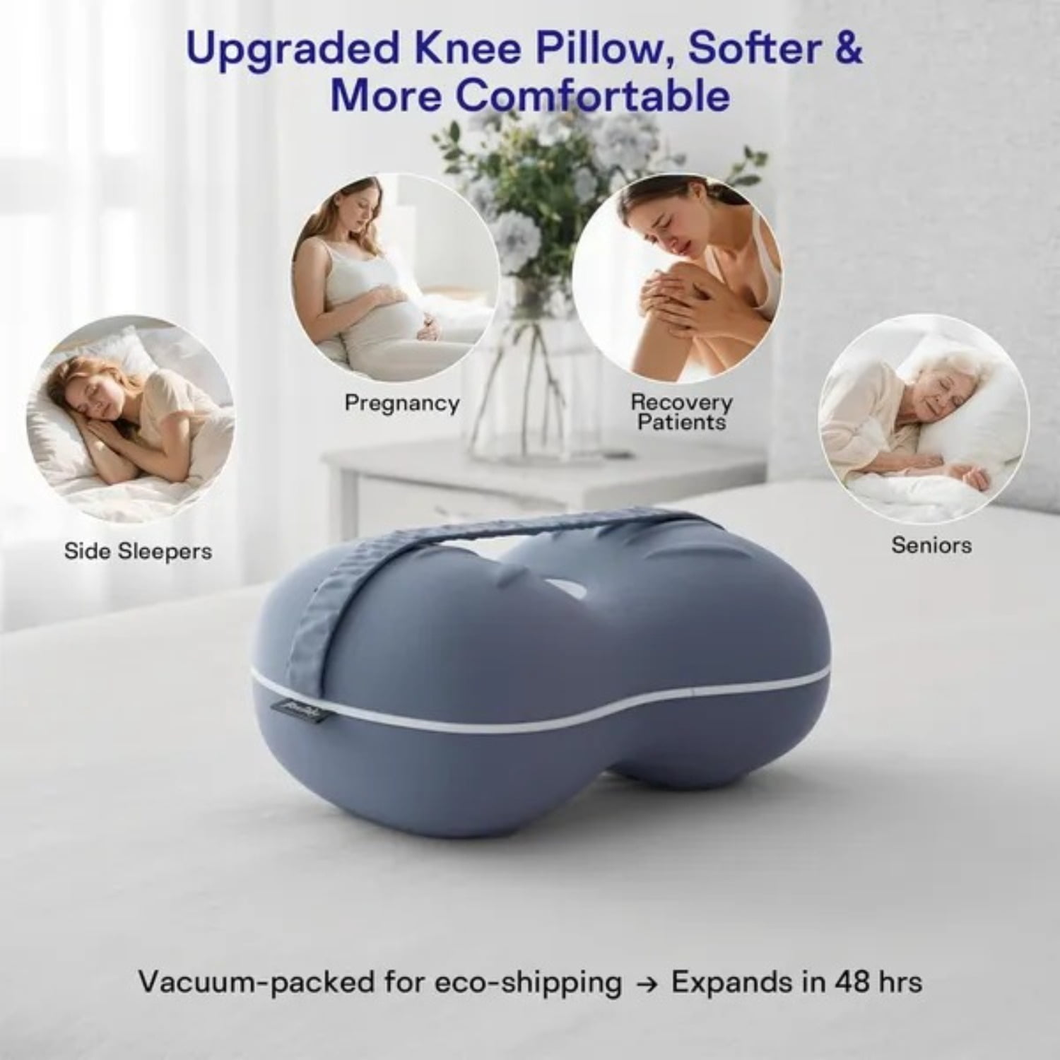 Knee Pillow for Side Sleepers Memory Foam Spine Alignment Pillow for Back Hip Pain Sciatica Pregnancy Surgery Recovery