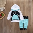 thumbnail image 2 of Newborn Kids Baby Boy 2PCS Long Sleeve Hooded Deer Outfit Clothes Winter Hoodie Sweatshirt Tops Pants Set, 2 of 6
