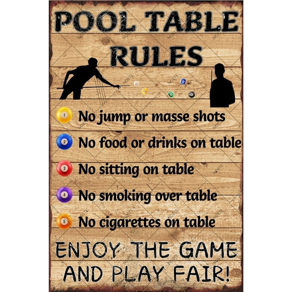 Noete Vintage Billiard Room Decor 8x12 Inch Funny Pool Table Room Rules Tin Sign, Retro Metal Wall Art for Bar, Man Cave & Game Room, Durable Table Room Rules Tin Sign for Home & Pub
