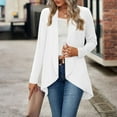 thumbnail image 4 of VSSSJ Women's Long Sleeve Cardigan Casual Open Front Drape Cardigan Lightweight Duster Irregular Hem Cardigans Tops White XL, 4 of 8