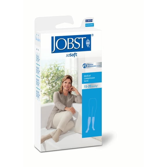 JOBST soSoft Knee High Compression Socks 15-20 mmHg Closed Toe - Ribbed Sand Medium