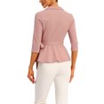 thumbnail image 3 of Allegra K Peplum Tops for Women's Tie Waist Notch Lapel Collar Blouse, 3 of 5