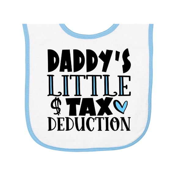 Inktastic Daddy's Little Tax Deduction Blue Hearts Baby Terry Cloth Bib