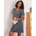 thumbnail image 4 of Ekouaer Cotton Nightgowns for Women 3 Pack Sleepshirts Short Sleeve Night Shirt Tshirt Night Gown Soft Sleepwear Print Sleep Dress, 4 of 6