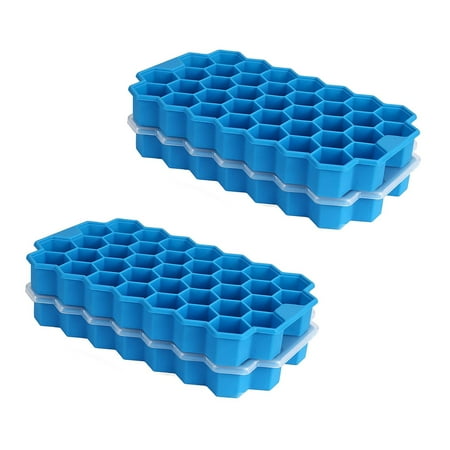 

2 Pack Ice Square Molds for Whiskey Cocktail Chilled Drinks(Blue)