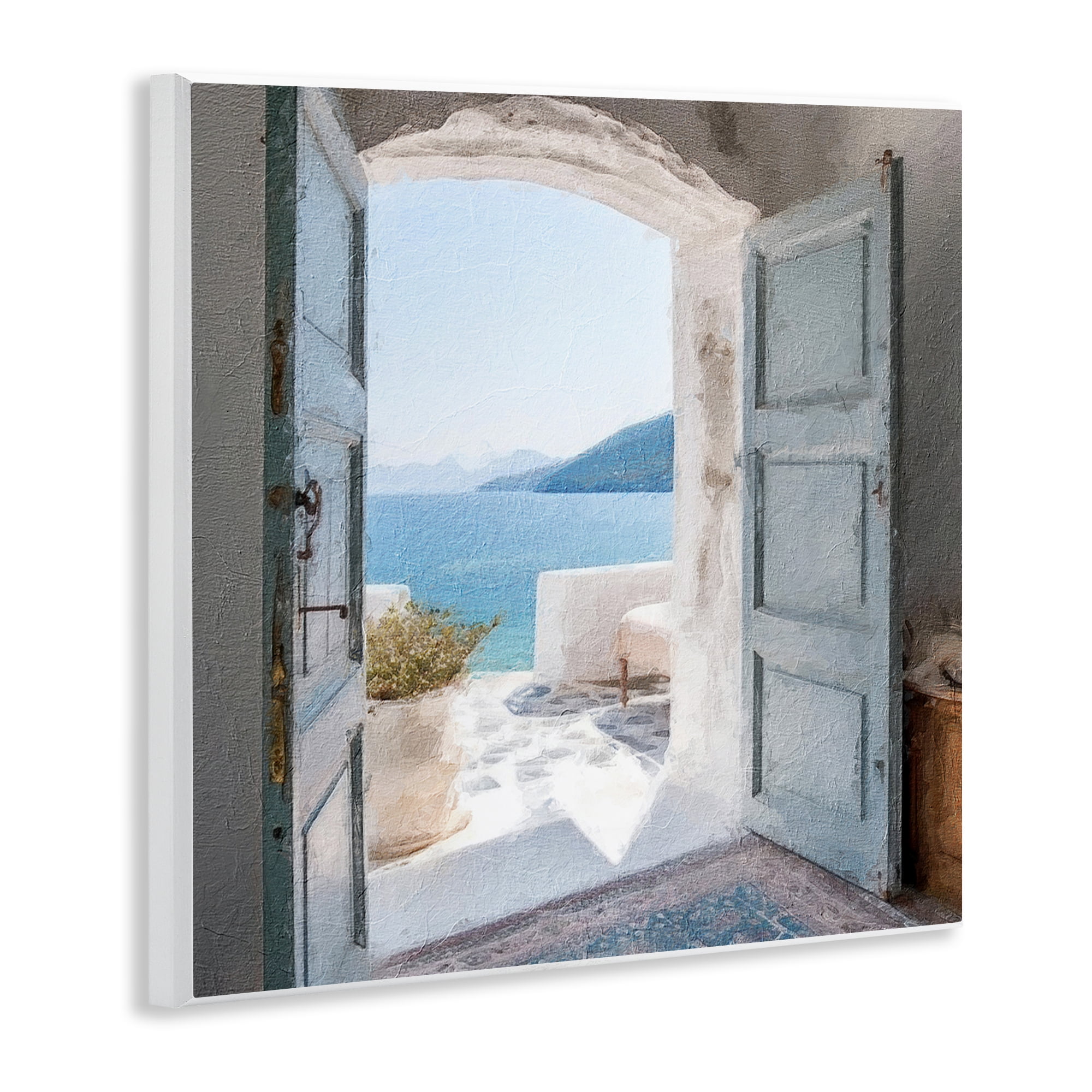 Stupell Industries Costal Door to Ocean Town & City Painting Unframed Art Print Wall Art, 12 x 12