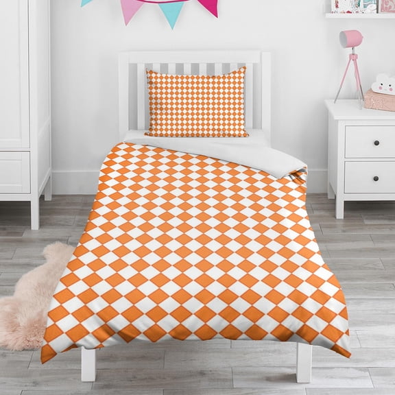 Checkered Duvet Cover and Pillowcase Set for Single Bedding, Bedroom Accessories for Kids Teens