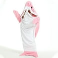 thumbnail image 5 of Shark Blanket Hoodie Onesie, Pink Wearable Sleeping Bag for Adults, Soft Cozy Costume, XL, 5 of 5
