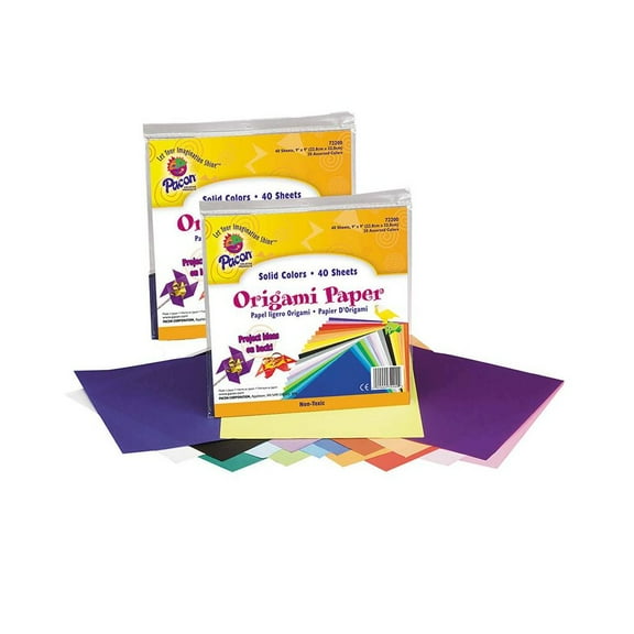 Creativity Street Origami Paper, Assorted Colors, 9" x 9", 40 Sheets Per Pack, 2 Packs