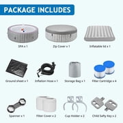 82 Inflatable Hot Tub, Segmart 5 to 7 Person Outdoor Hot Tub, Round Portable Home Spa with 130 Soothing AirJets, Lockable Cover, and Storage Bag, Built-in Heater Pump, Max. 104°F