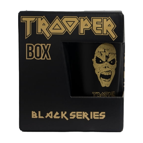 Cerveza clara Trooper black series 3 latas de 500 ml c/u + 1 vaso