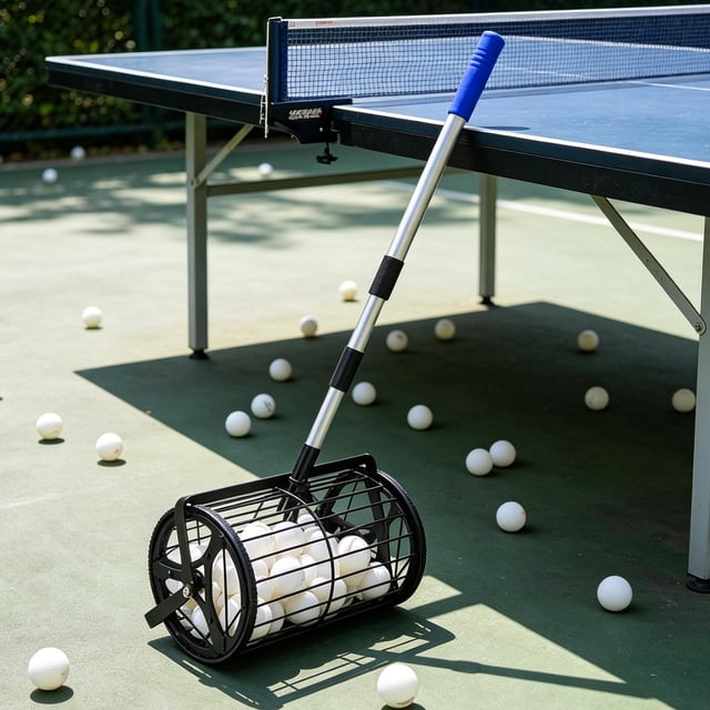 Quzzie Rouleau Ramasse-Balles de Tennis de Table avec Matériau en Alliage d'Aluminium Robuste Ramasse-Balles à Roulement Rapide pour une Collecte Rapide Sans Se Pencher Requis Retriever pour le Rangement de Balles de Tennis et de Golf