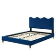 thumbnail image 6 of Platform Bed Frame, Full Size, Blue Navy, Velvet, Modern Contemporary, Bedroom Master Guest Suite Room, 6 of 10