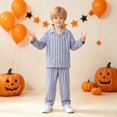 thumbnail image 5 of EnJoCho Kids Hospita𝗅 Patient Halloween Costum𝖾 - Striped Long Sleeve Top and Full Length Pants, Soft Comfortable Dress Up Outfit for Boys Girls, Fun Role Play Costum𝖾 for Holiday Parties, 5 of 8