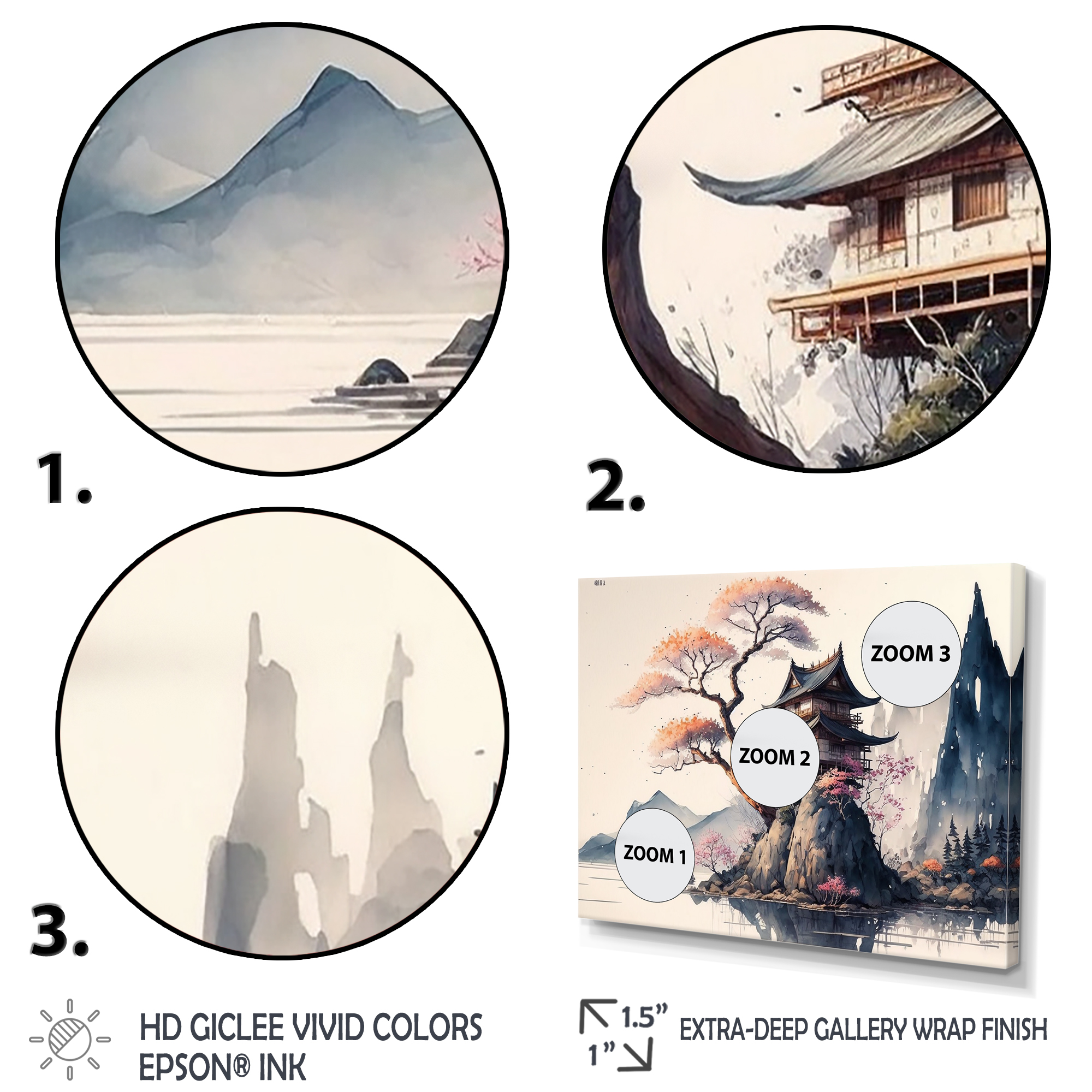 Designart Watercolor Japenese Landscape II Canvas Wall Art