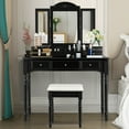 thumbnail image 4 of Gymax Coiffeuse avec 7 Tiroirs Miroir Trifold Noir, 4 of 10