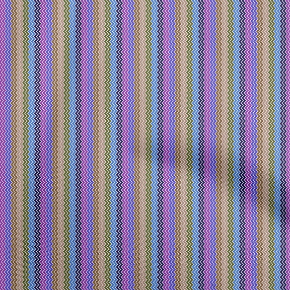 oneOone Cotton Jersey Violet Fabric Chevron Sewing Material Print Fabric By The Yard 58 Inch Wide
