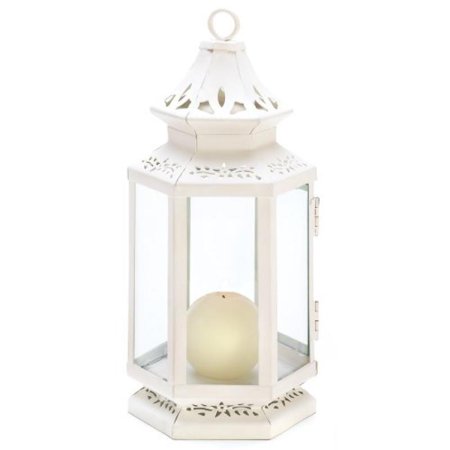 - Gifts & Decor Medium Size Victorian White Candle Lantern Candleholder