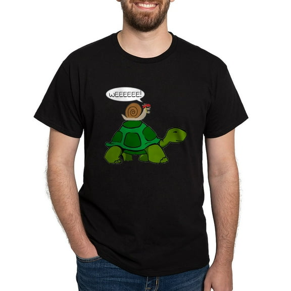 CafePress - Snail & Turtle Dark T Shirt - Men's Classic Graphic Cotton T-Shirt