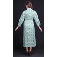 thumbnail image 4 of Bimba Aquamarine Green Leaves Flower Printed Womens Robes Long Soft Kimono Robe Cotton Bride Getting Ready Robe Long M, 4 of 5