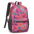 thumbnail image 2 of Pink Butterfly Pattern 17" Waterproof Oxford School Backpacks for Teens, S-Shape Padded Straps, for School, Travel, Hiking, Camping, 2 of 5